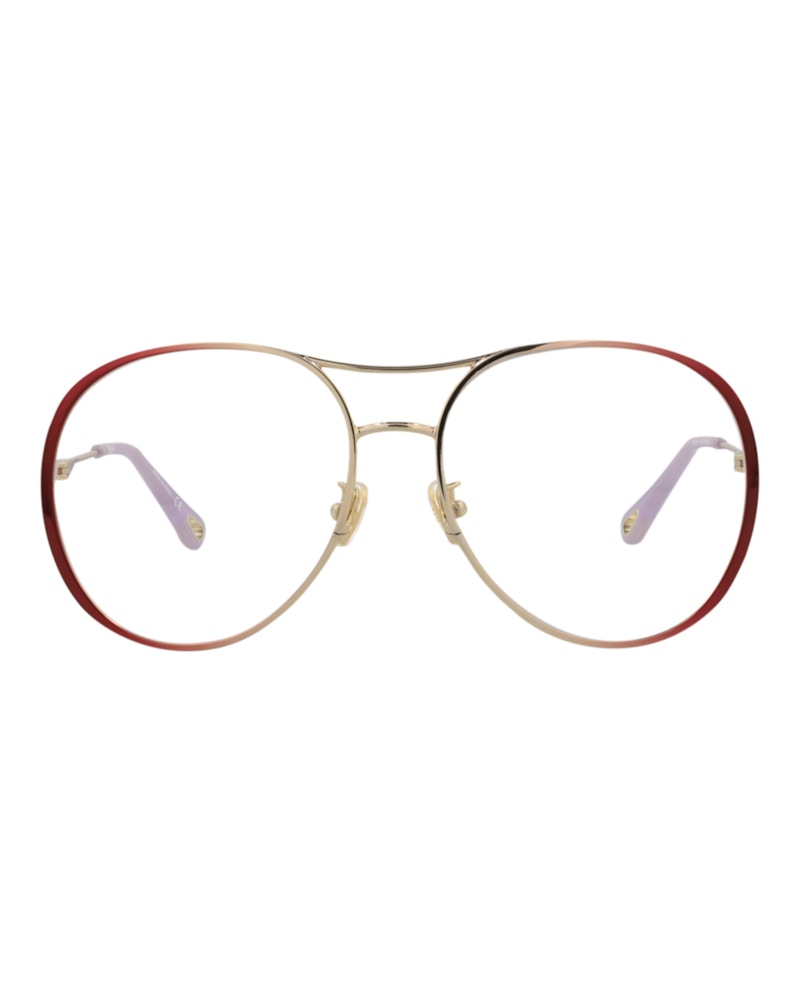 Chloe Aviator-Frame Metal Optical Frames Burgundy Burgundy Transparent (CH0019O-30009854-002)