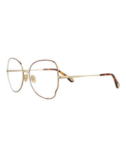 Chloe Cat Eye-Frame Metal Optical Frames Havana Gold Transparent (CH0098O-30012434-008)