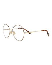 Chloe Round-Frame Metal Optical Frames Havana Gold Transparent (CH0097O-30012431-004)