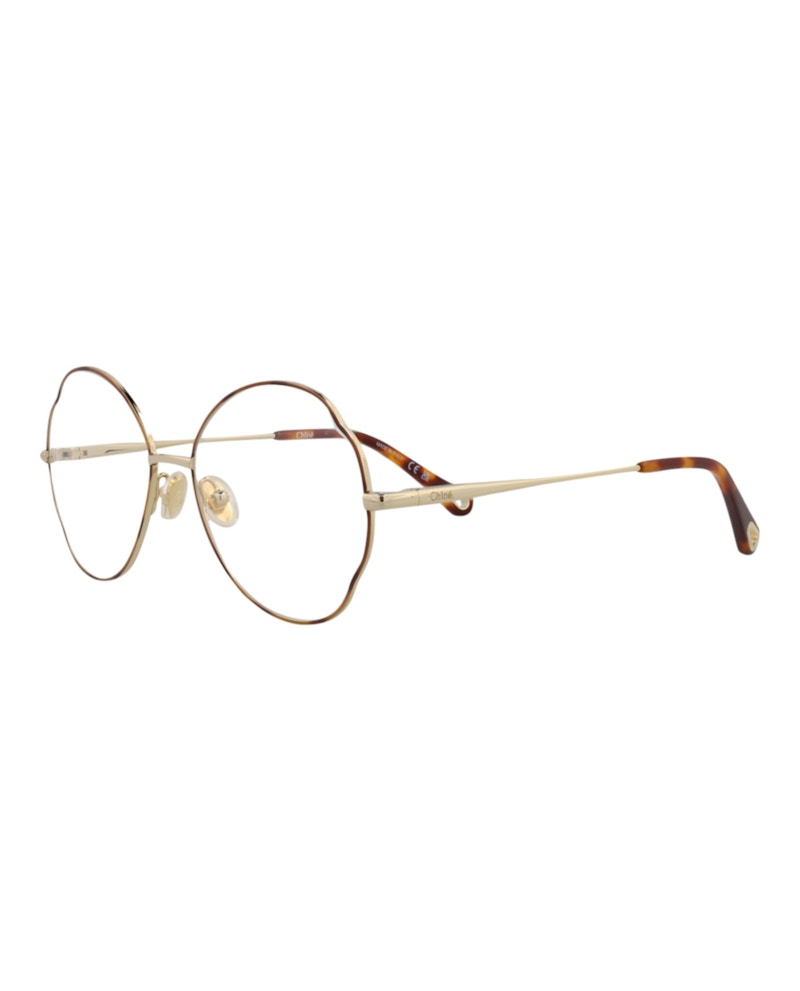 Chloe Round-Frame Metal Optical Frames Havana Gold Transparent (CH0097O-30012431-004)