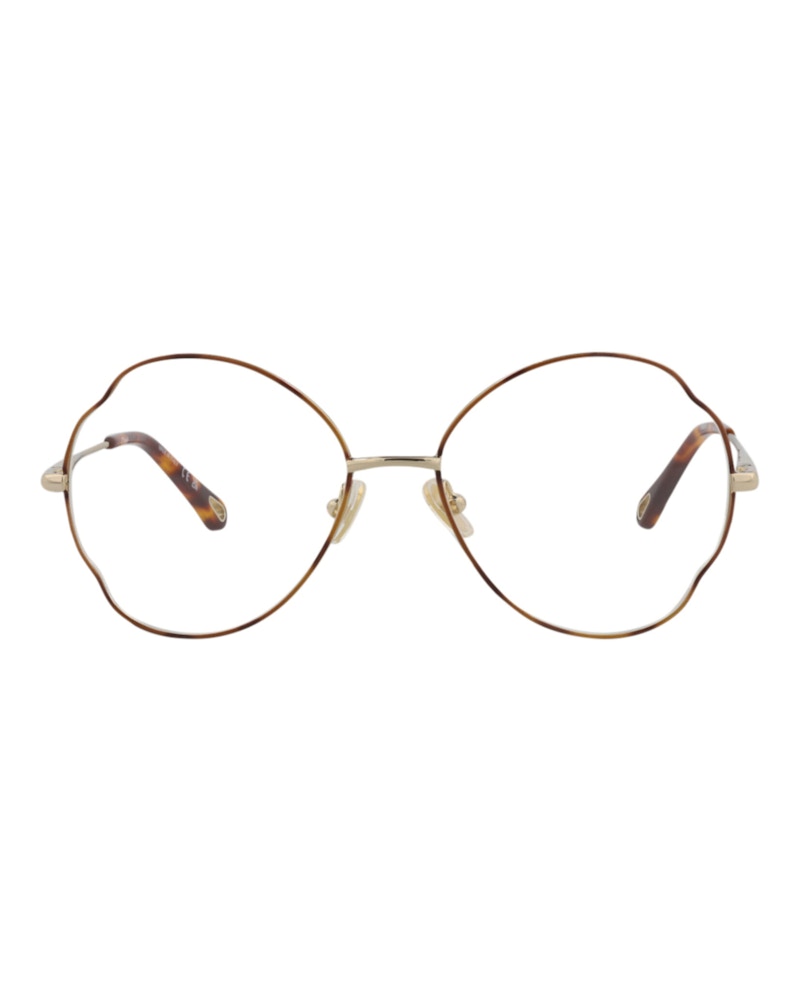 Chloe Round-Frame Metal Optical Frames Havana Gold Transparent (CH0097O-30012431-004)