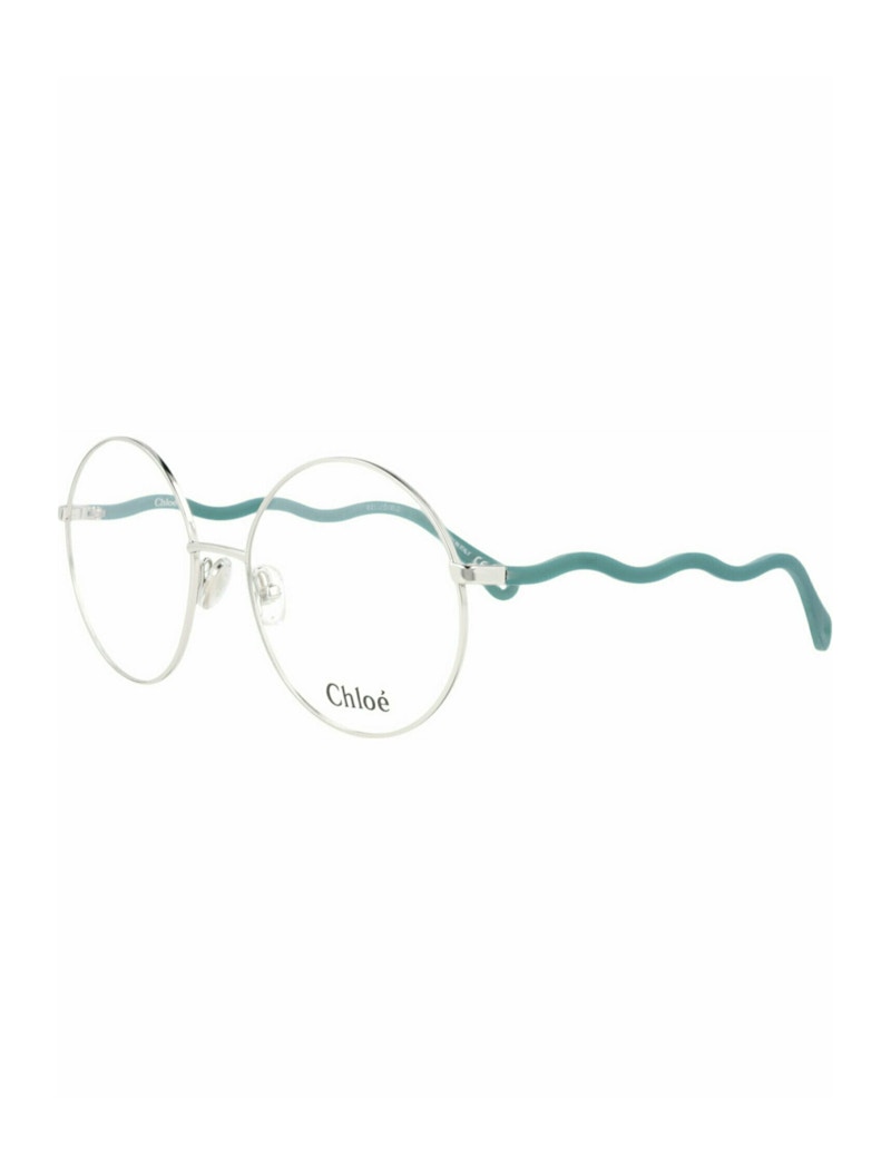 Chloe Round-Frame Metal Optical Frames Silver Green Transparent (CH0057O-30011445-008)