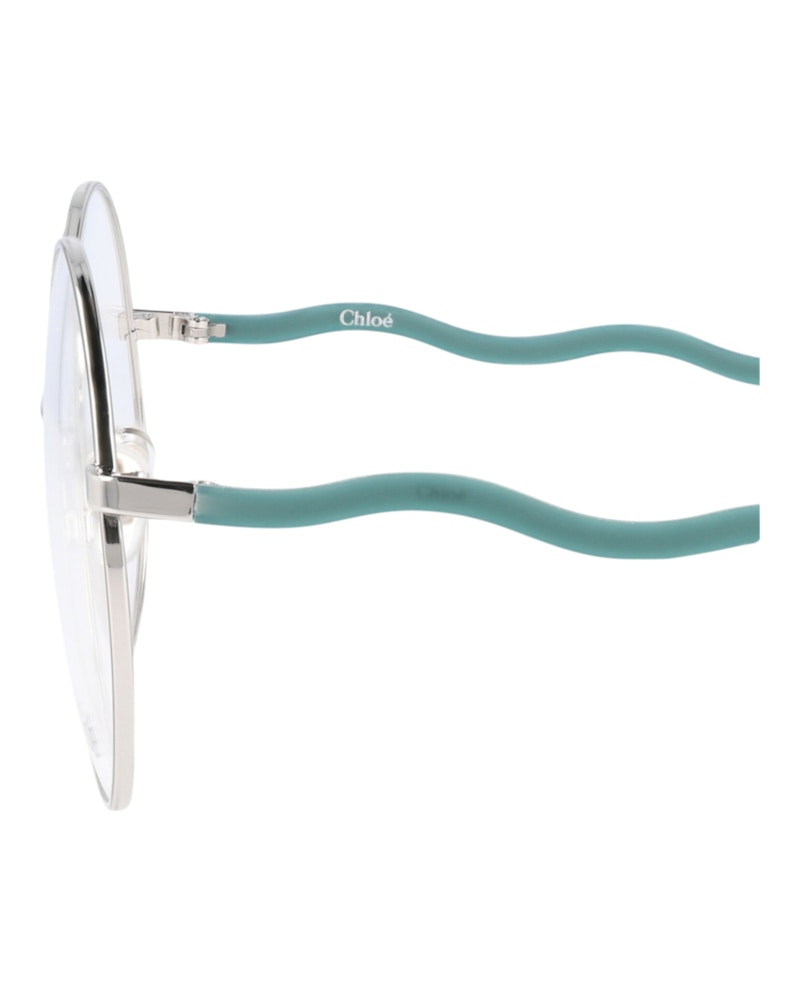 Chloe Round-Frame Metal Optical Frames Silver Green Transparent (CH0057O-30011445-008)