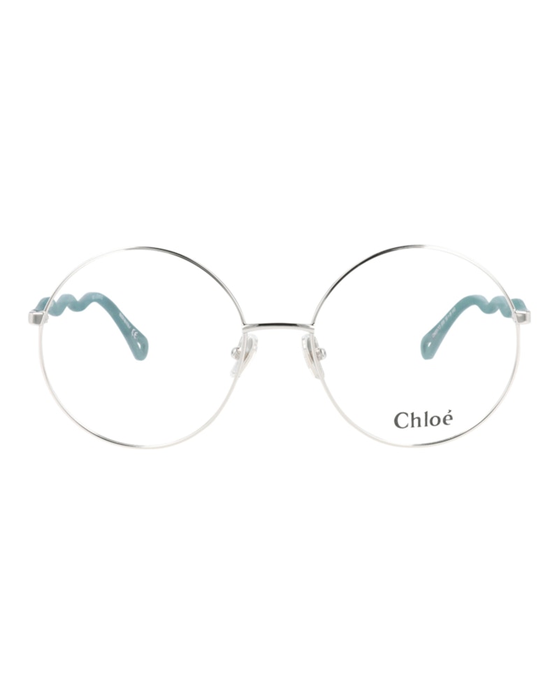 Chloe Round-Frame Metal Optical Frames Silver Green Transparent (CH0057O-30011445-008)