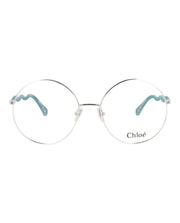 Chloe Round-Frame Metal Optical Frames Silver Green Transparent (CH0057O-30011445-008)