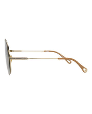 Chloe Round-Frame Metal Sunglasses Gold Gold Green (CH0202S-30014664-001)