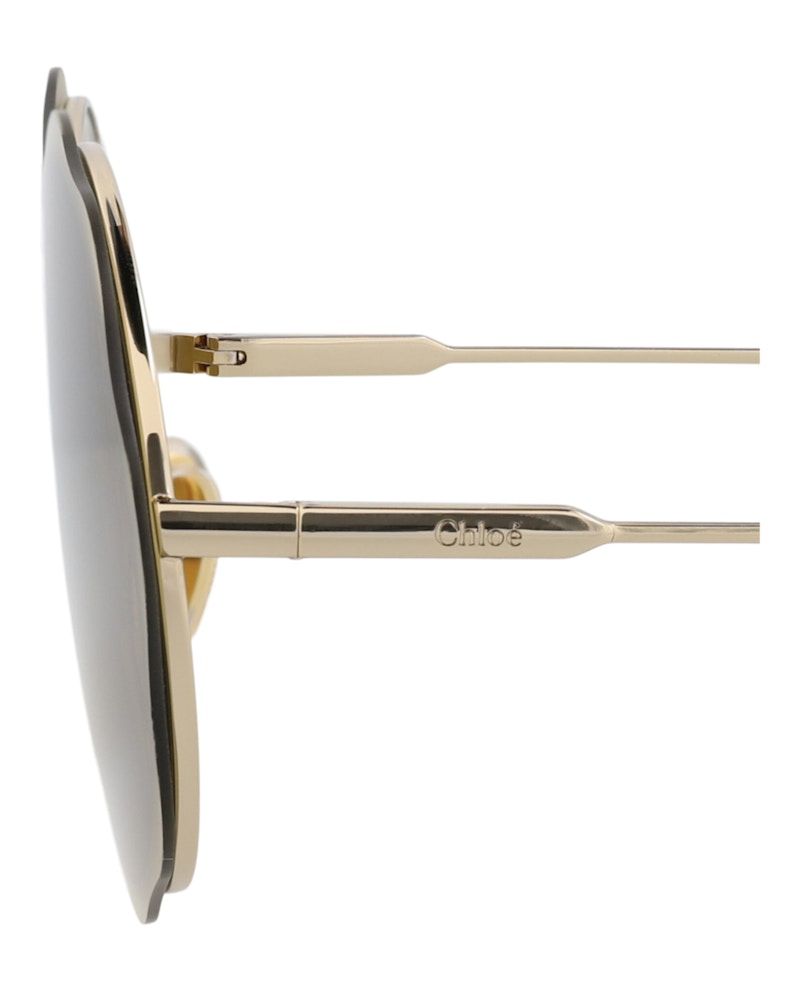 Chloe Round-Frame Metal Sunglasses Gold Gold Green (CH0202S-30014664-001)