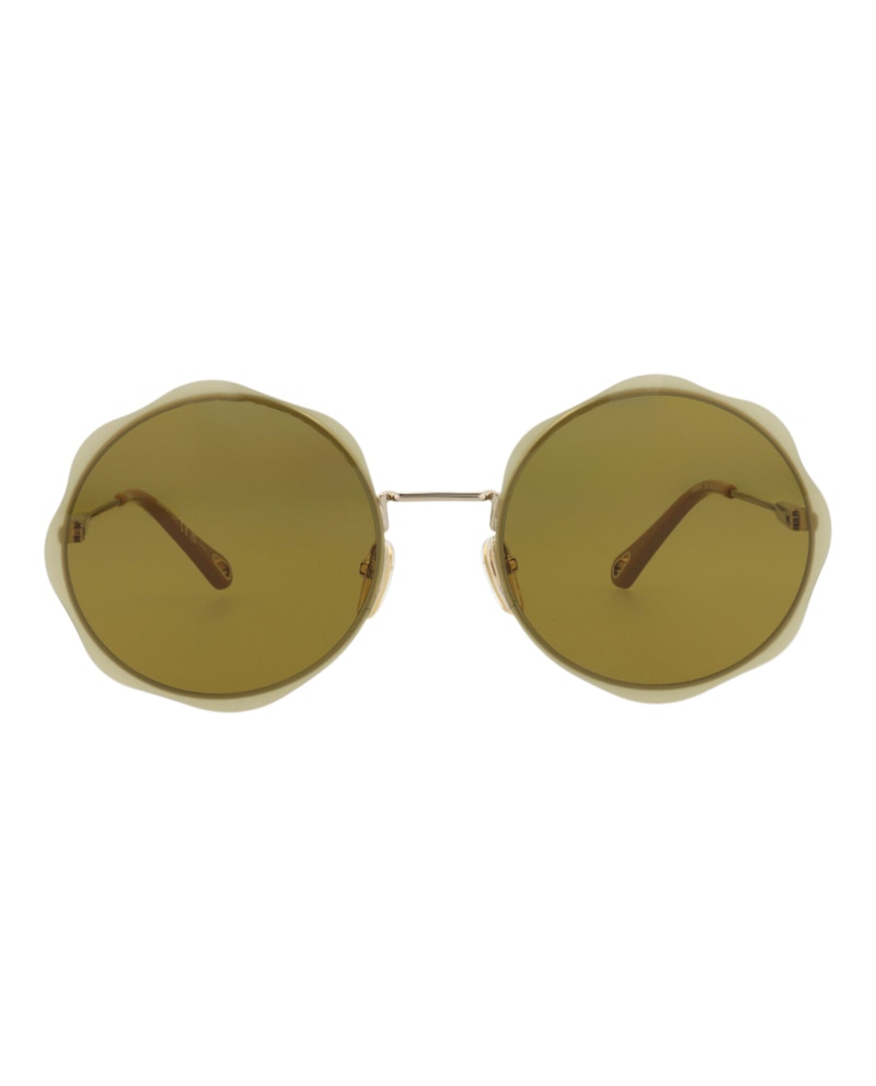 Chloe Round-Frame Metal Sunglasses Gold Gold Green (CH0202S-30014664-001)