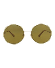 Chloe Round-Frame Metal Sunglasses Gold Gold Green (CH0202S-30014664-001)