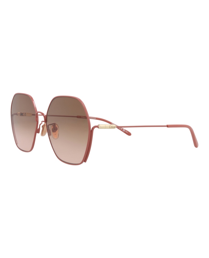 Chloe Round-Frame Metal Sunglasses Pink Pink Brown (CH0169SA-30014200-004)