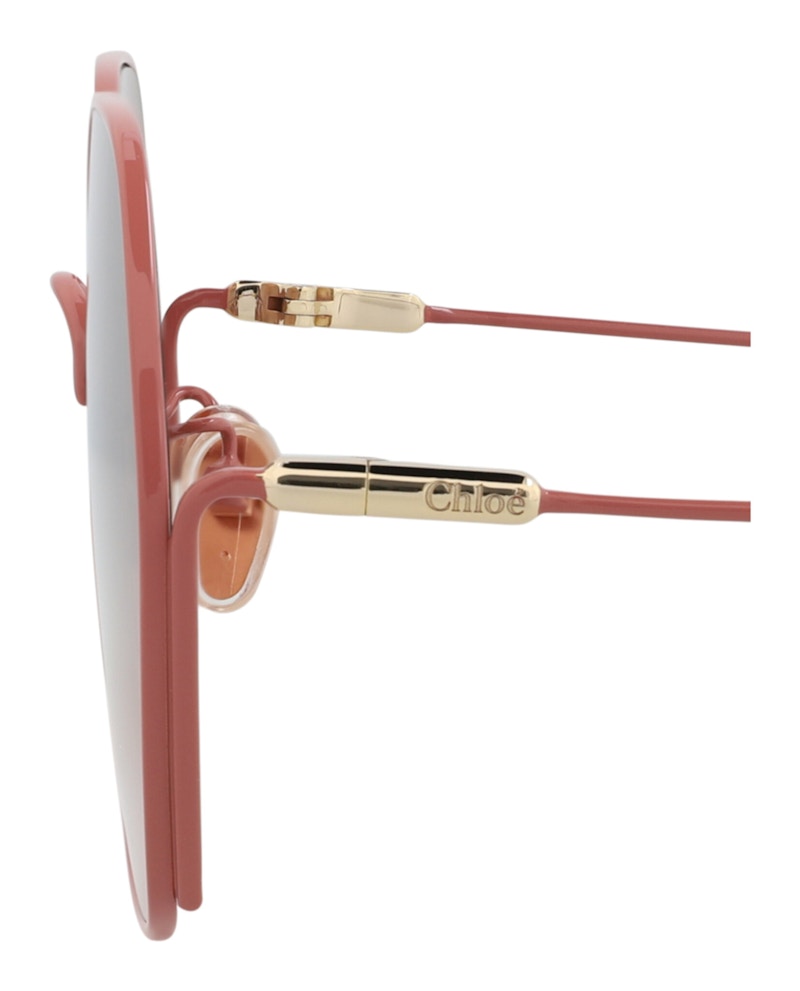 Chloe Round-Frame Metal Sunglasses Pink Pink Brown (CH0169SA-30014200-004)