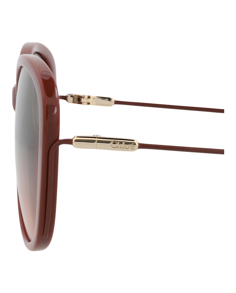 Chloe Round-Frame Recycled Acetate Sunglasses Brown Brown Green (CH0175SK-30014202-004)