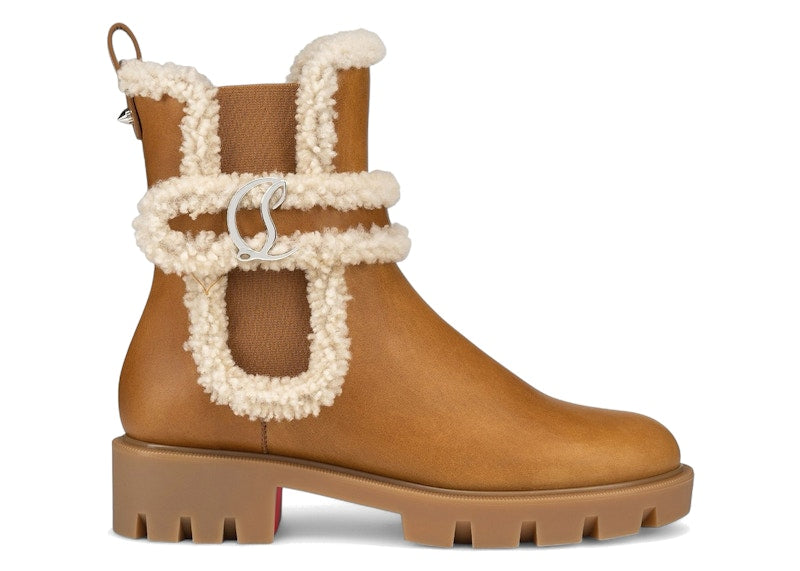 Christian Louboutin CL Chelsea Booty Lug Flat Terra Lin Beige (Women's)
