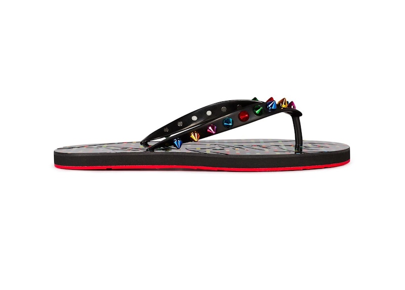 Christian Louboutin Loubi Flip Spikes Donna Flat Black Mix Multi (Women's)