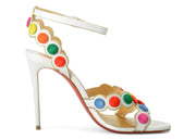 Christian Louboutin Smartissima 100 White Leather Strappy Sandal Multi Mekong (Women's)
