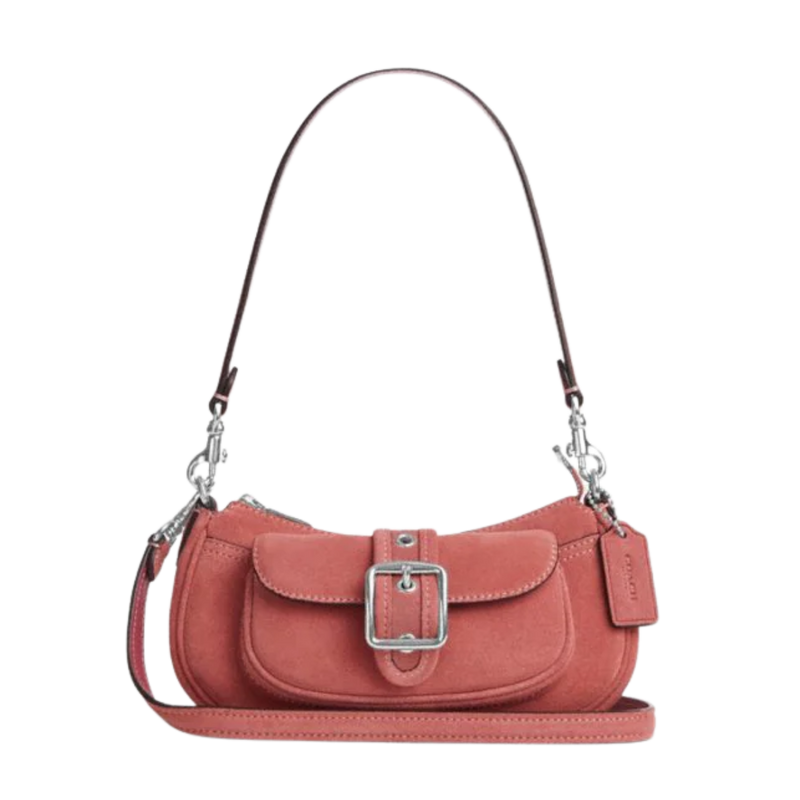 Coach Ashton Mini Shoulder Bag suede Silver Pink