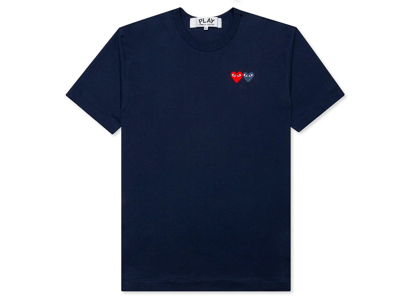 Comme Des Garcons Play Double Hearts T-Shirt Navy