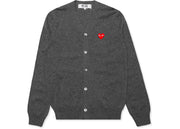Comme Des Garcons Play Red Heart Knit Cardigan Sweater Grey