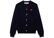 Comme Des Garcons Play Red Heart Knit Cardigan Sweater Navy