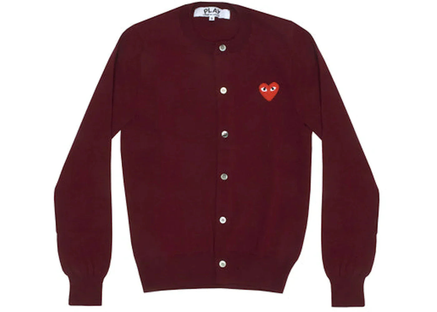 Comme Des Garcons Play Women'S Red Heart Knit Cardigan Sweater Burgundy