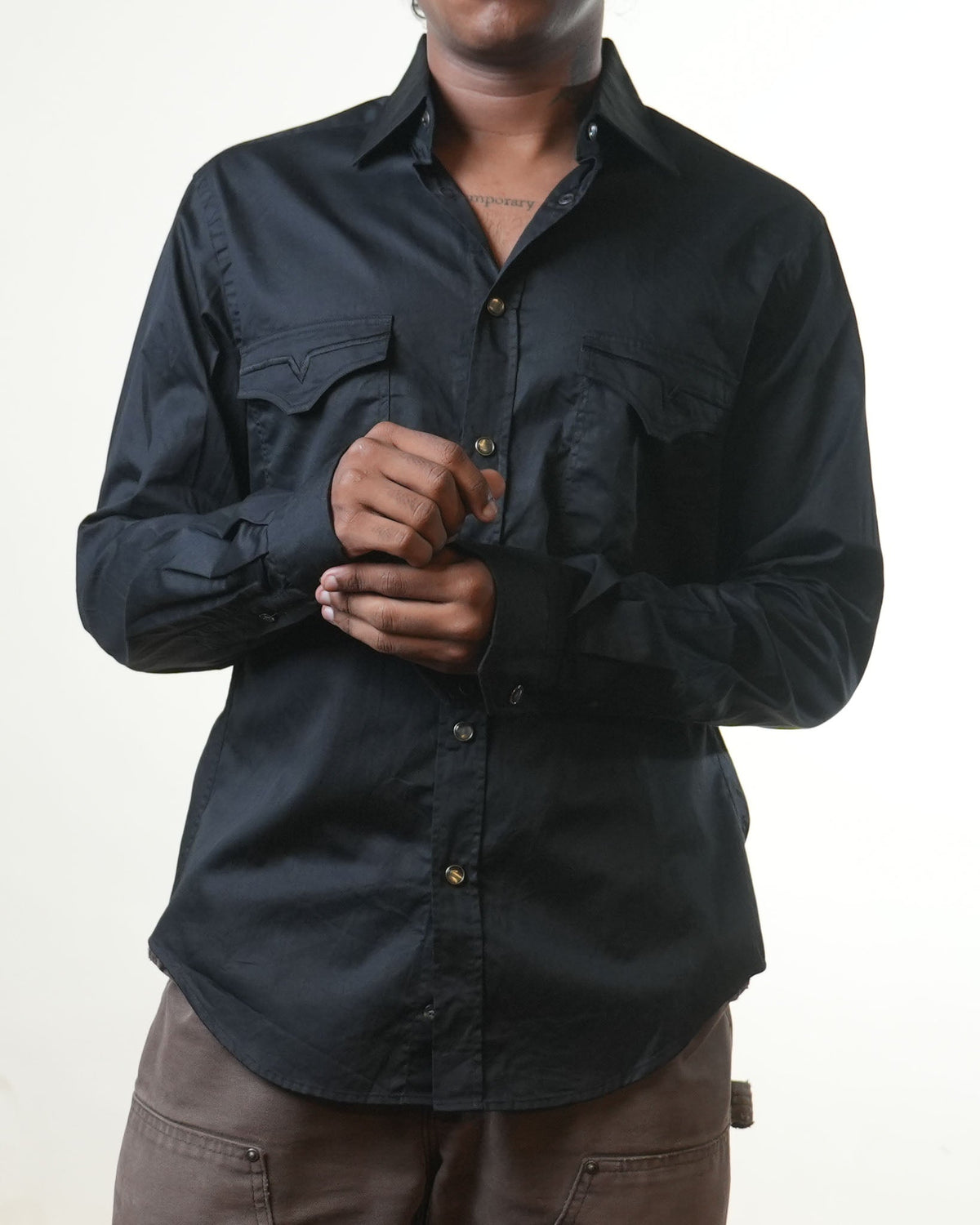 Versace Black Slim Fit Full Sleeve Shirt (S)