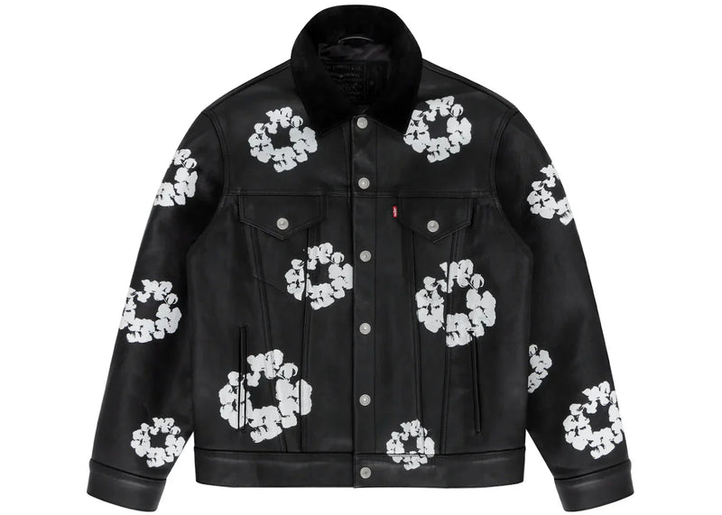Denim Tears x Levi'S Leather Cotton Wreath Type-3 Jacket Black Denim