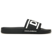 Dolce & Gabbana Beachwear Sliders DG Logo Black White