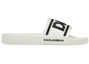 Dolce & Gabbana Beachwear Sliders Dg Logo White Black