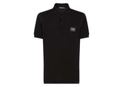 Dolce & Gabbana Cotton Pique Branded Plate Polo Shirt Black