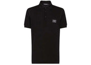 Dolce & Gabbana Cotton Pique Branded Plate Polo Shirt Black