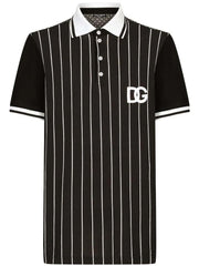Dolce & Gabbana DG Patch Shorts-Sleeved Polo Black/White