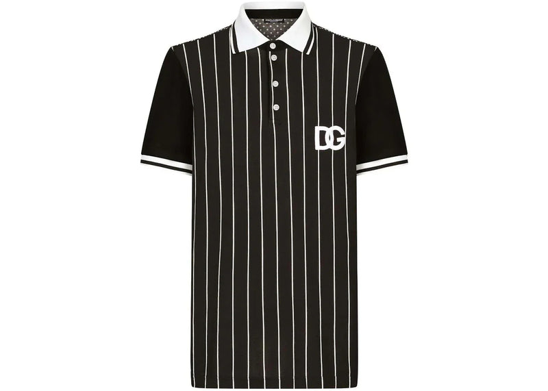 Dolce & Gabbana DG Patch Shorts-Sleeved Polo Black/White