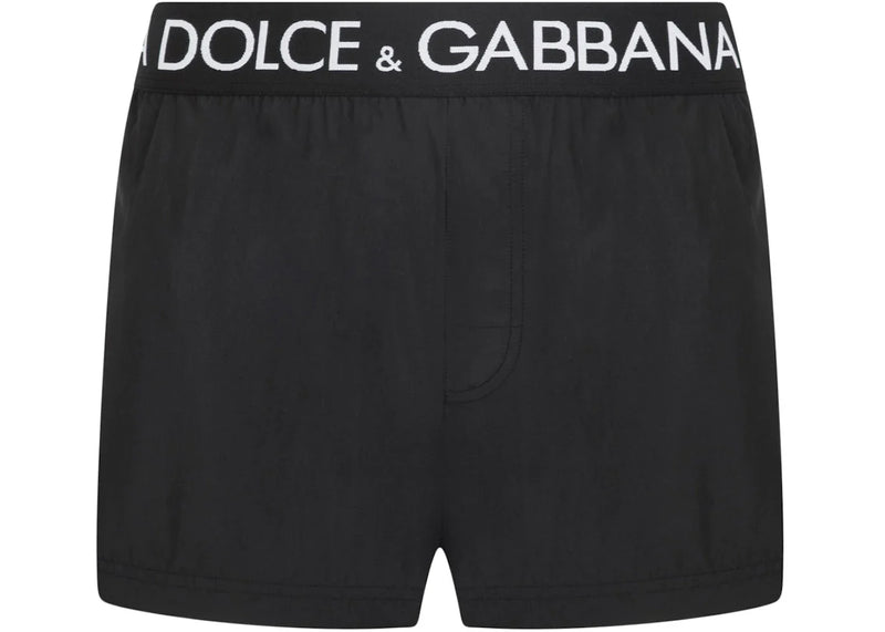 Dolce & Gabbana Logo Band Swim Shorts Black/White