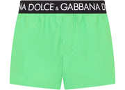 Dolce & Gabbana Logo Band Swim Shorts Green/Black/White