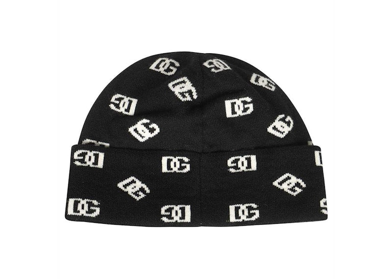 Dolce & Gabbana Logo Intarsia Beanie Black/White