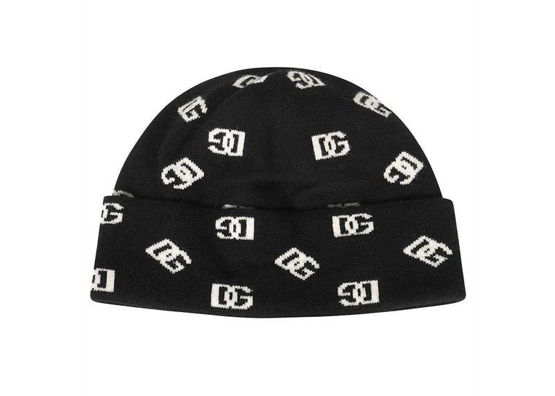 Dolce & Gabbana Logo Intarsia Beanie Black/White
