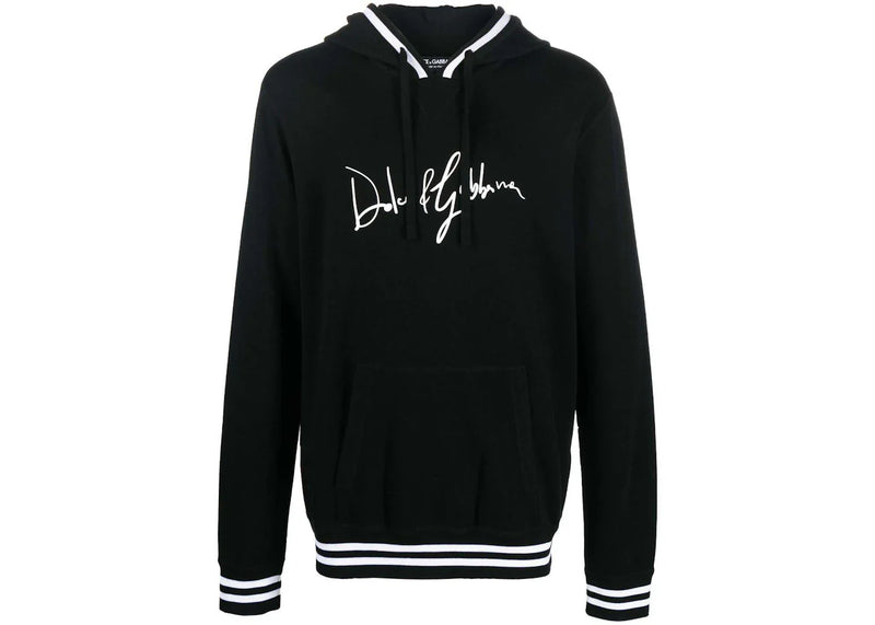 Dolce & Gabbana Logo-Print Detail Drawstring Hoodie Black