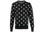 Dolce & Gabbana Logo-Print Fine-Knit Jumper Black/White