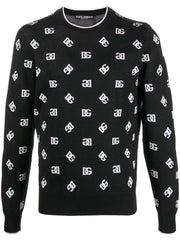 Dolce & Gabbana Logo-Print Fine-Knit Jumper Black/White