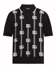 Dolce & Gabbana Logo-Print Knitted Polo Black/White