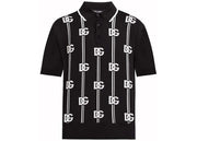 Dolce & Gabbana Logo-Print Knitted Polo Black/White