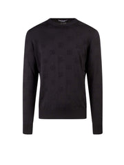 Dolce & Gabbana Man Silk All-Over Logo Sweater Black
