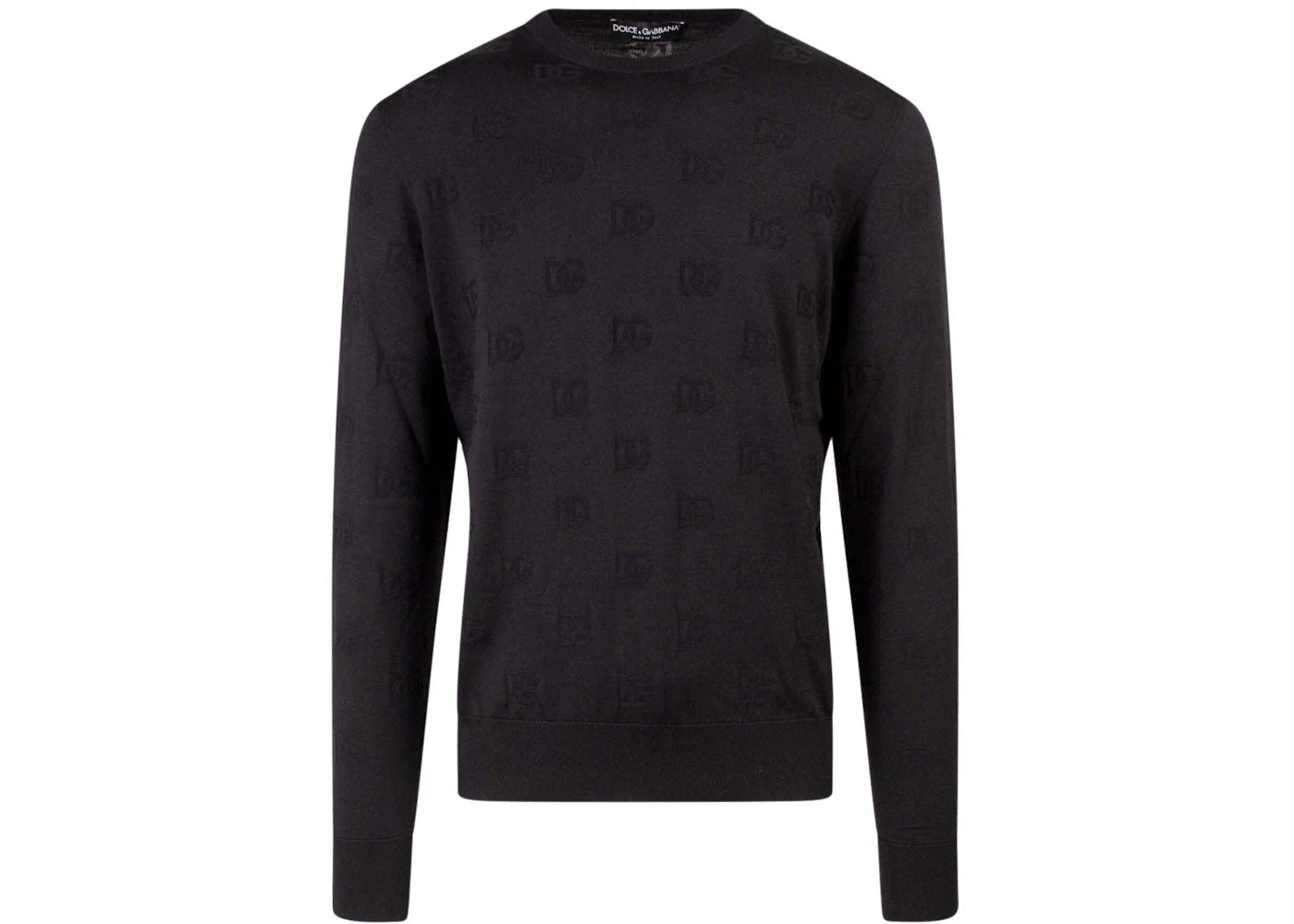 Dolce & Gabbana Man Silk All-Over Logo Sweater Black