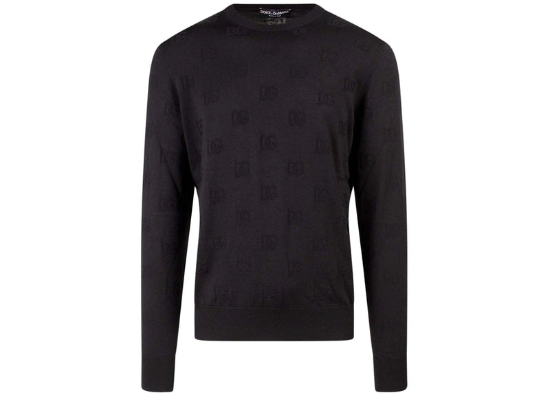 Dolce & Gabbana Man Silk All-Over Logo Sweater Black