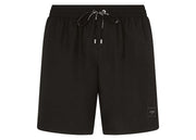 Dolce & Gabbana Mid Length Branded Plate Swim Trunks Black