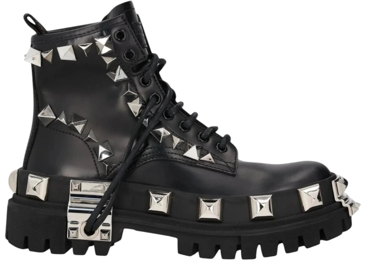 Dolce Gabbana Studded Combat Boots Lace Up (Women's) Black