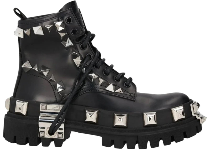 Dolce Gabbana Studded Combat Boots Lace Up (Women's) Black