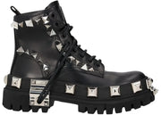 Dolce Gabbana Studded Combat Boots Lace Up (Women's) Black