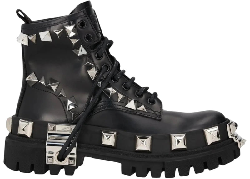 Dolce Gabbana Studded Combat Boots Lace Up (Women's) Black
