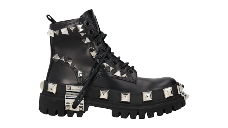 Dolce Gabbana Studded Combat Boots Lace Up (Women's) Black